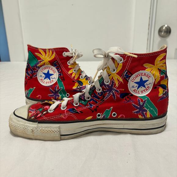 VTG 80\'s Converse All-Star Chuck Taylor High Top Made USA Sneakers Tropical 9.5 main image 4